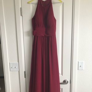 Floor length burgundy formal dress. Like-new
